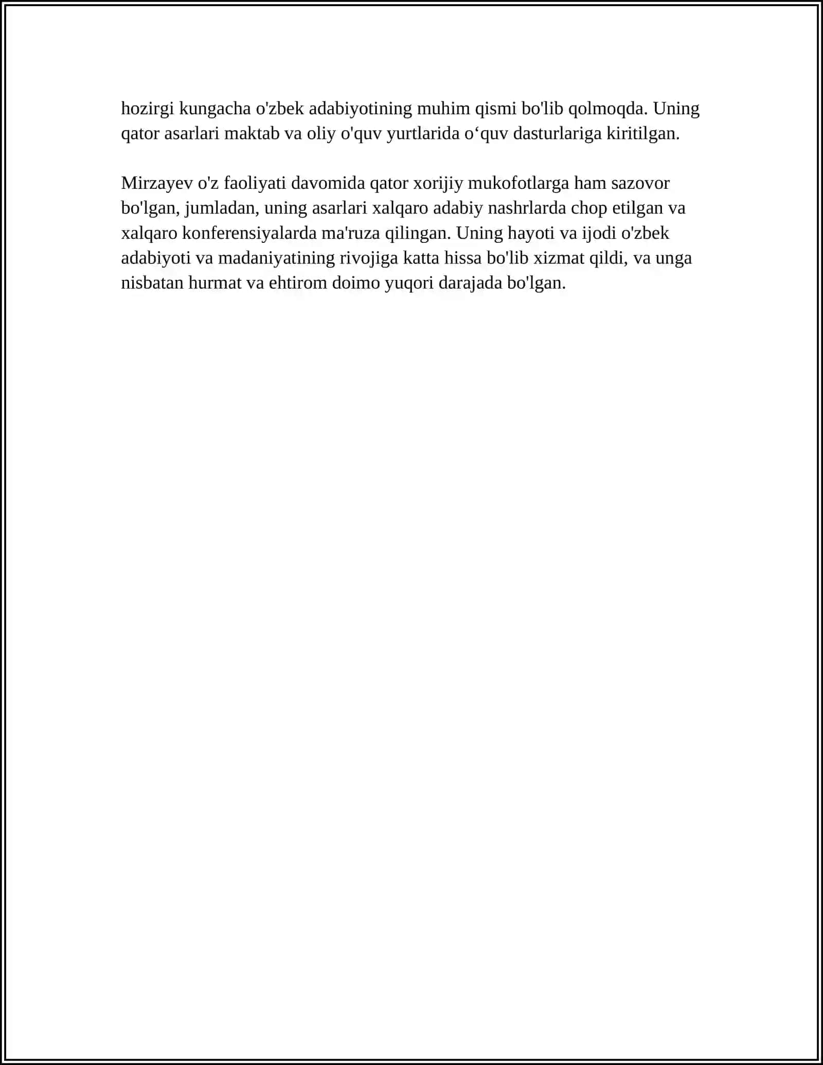 REFERAT Mavzu: TOʻRA MIRZAYEV 4