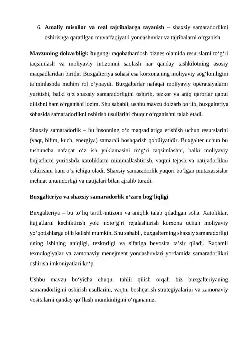 SHAXSIY SAMARADORLIK KURS ISHI 4