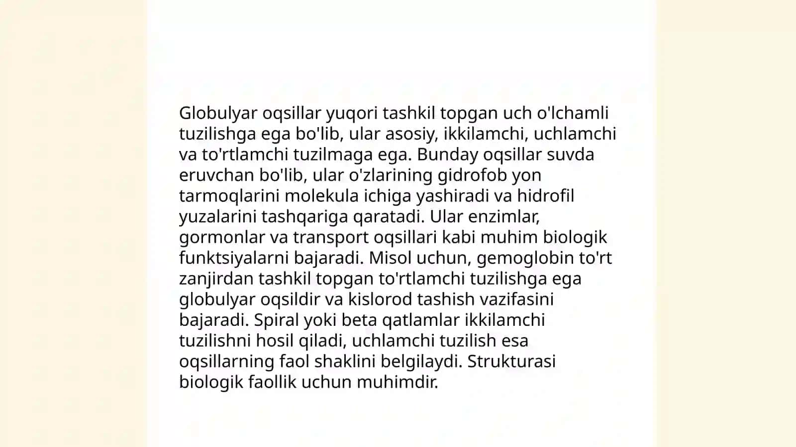 Fibrillar va globulyar oqsillar 4
