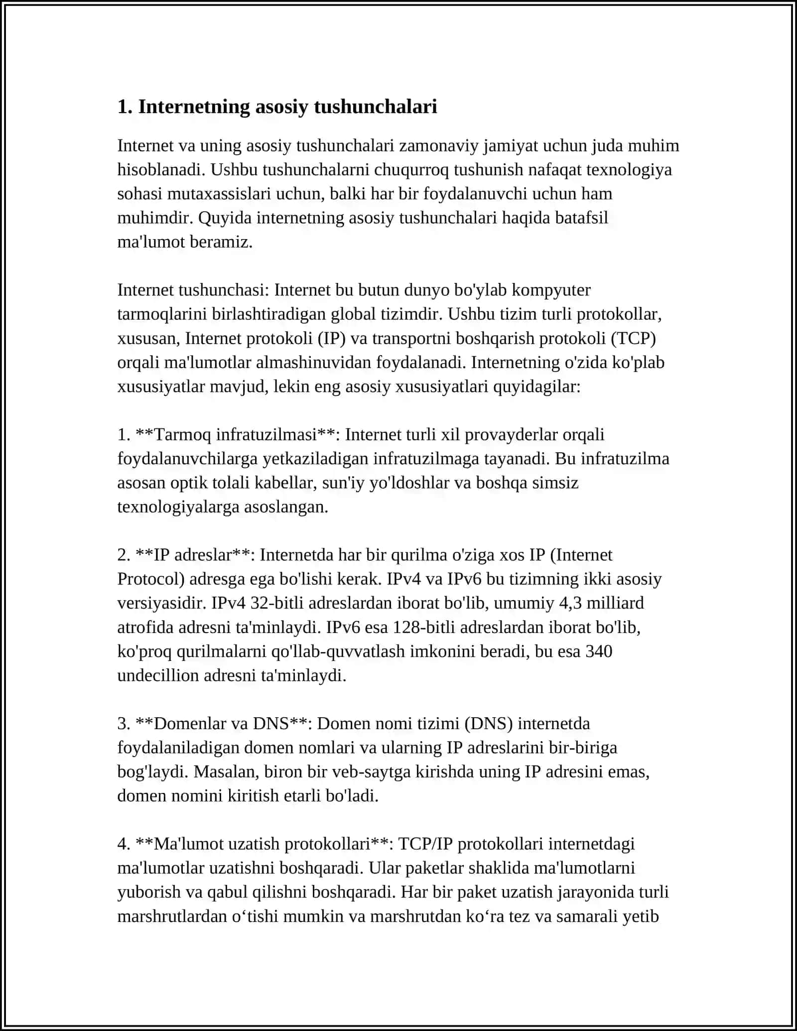 INTERNET TEXNOLOGIYALARI VA XIZMATLAR TUSHUNCHASI 4