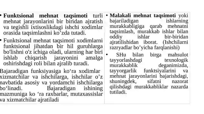 Mehnat taqsimoti va kooperatsiyasi 4