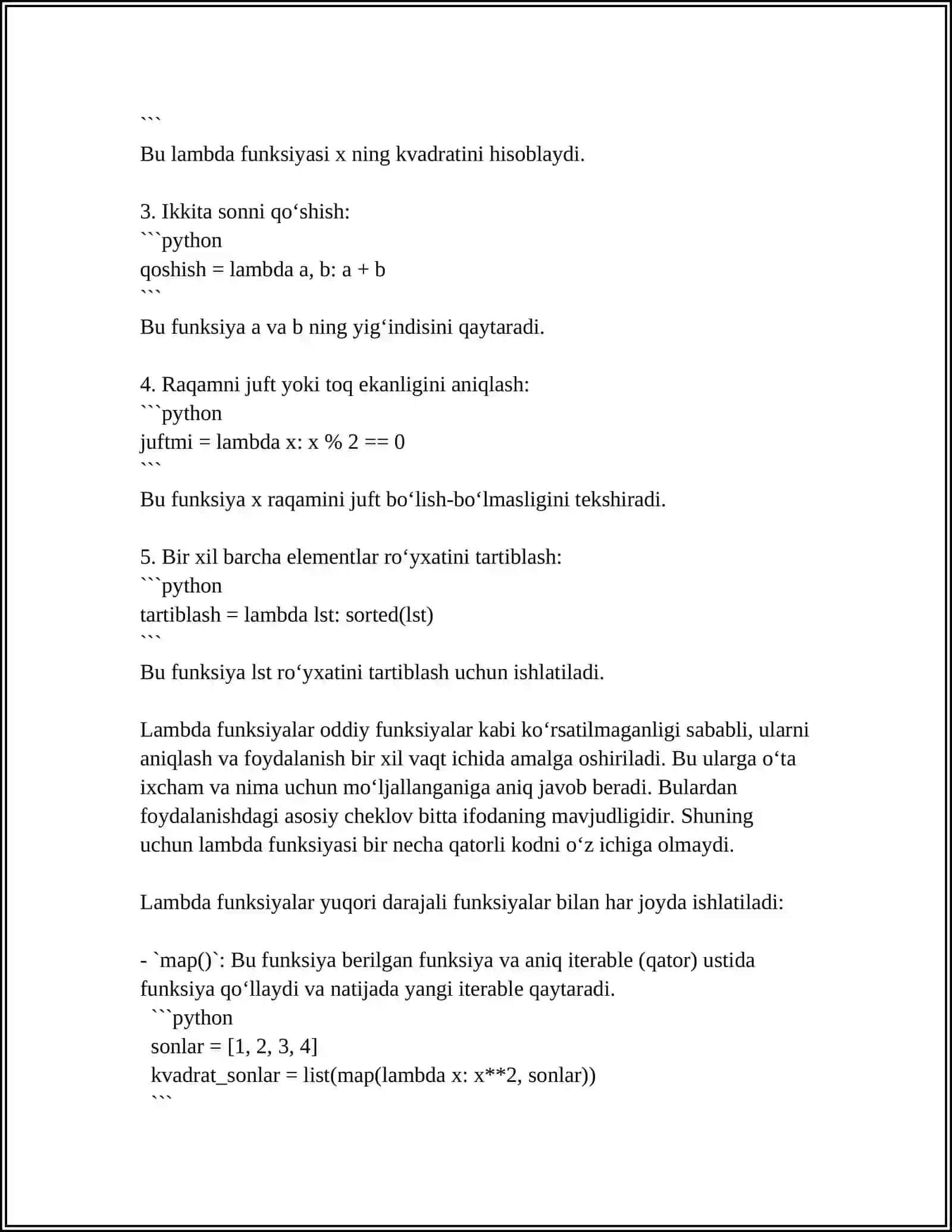 LAMBDA FUNKSIYALARI VA ANONIM FUNKSIYALAR 4