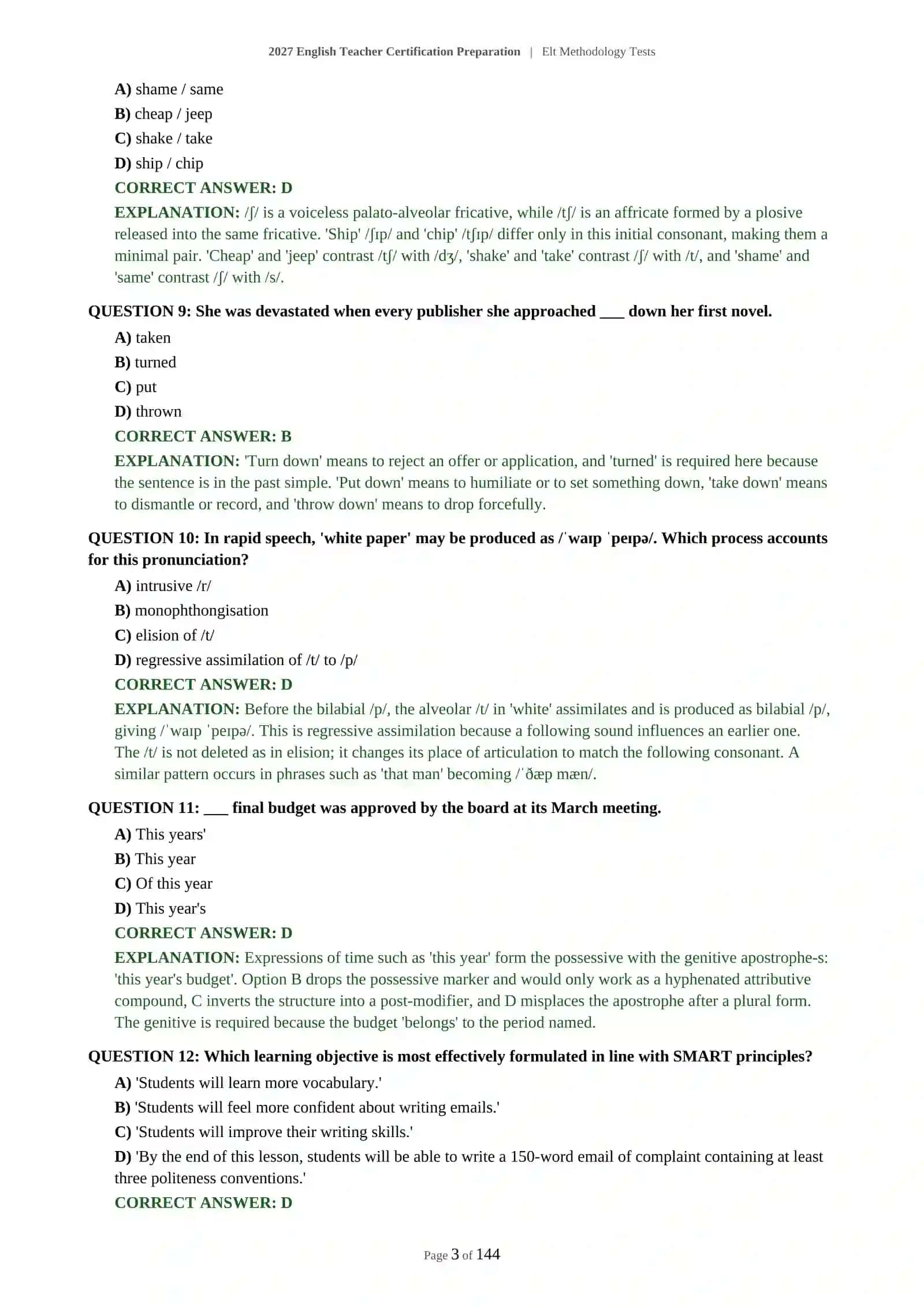 2027 English Teacher Certification Preparation | ELT Methodology Tests 4