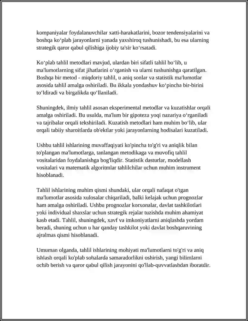 TAHLIL ISHLARINI TASHKIL QILISH 4