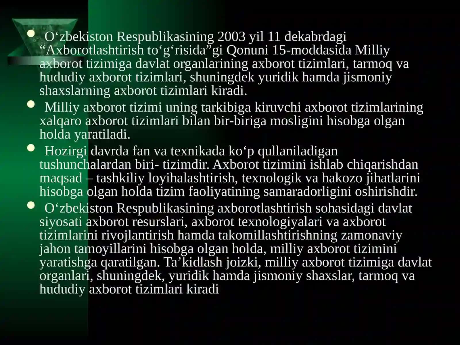 Axborot tizimlarning tushunchasi 4