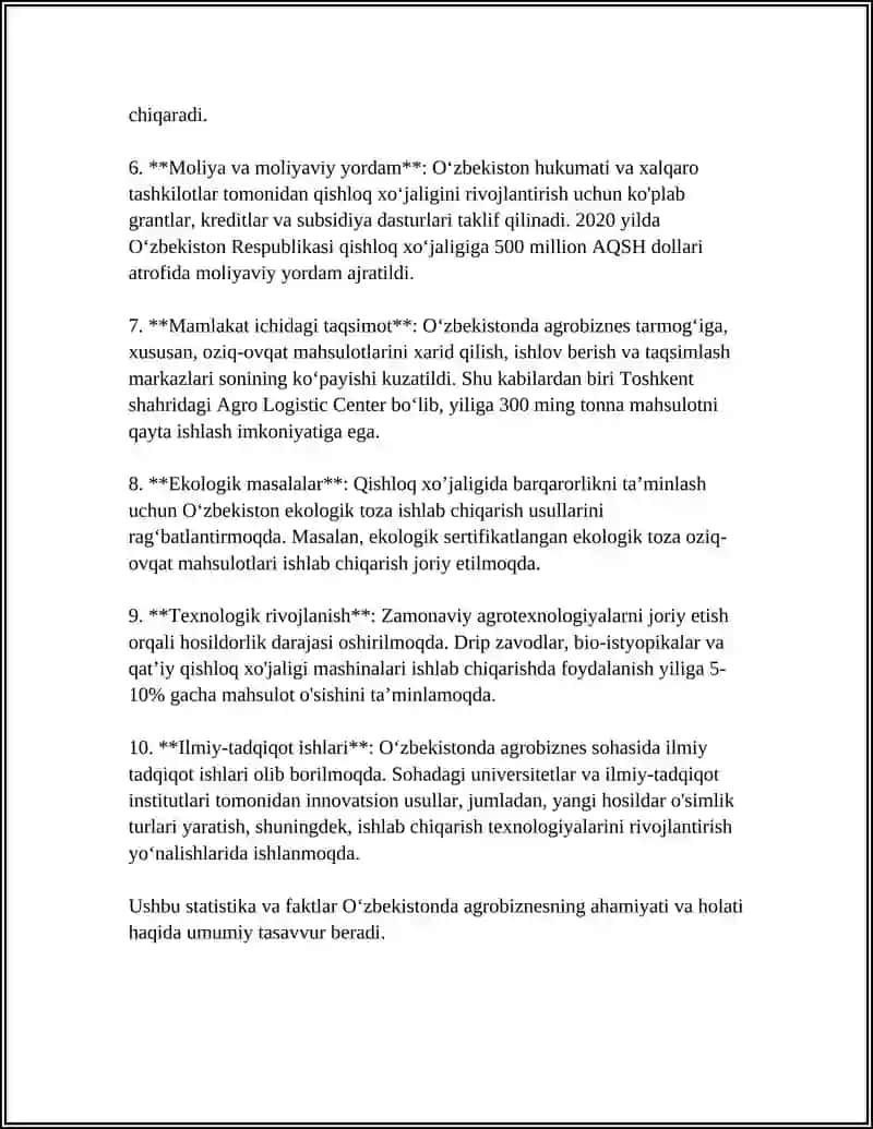 AGROBIZNES BA UNING TURLARI HAQIDA SLAYD 4