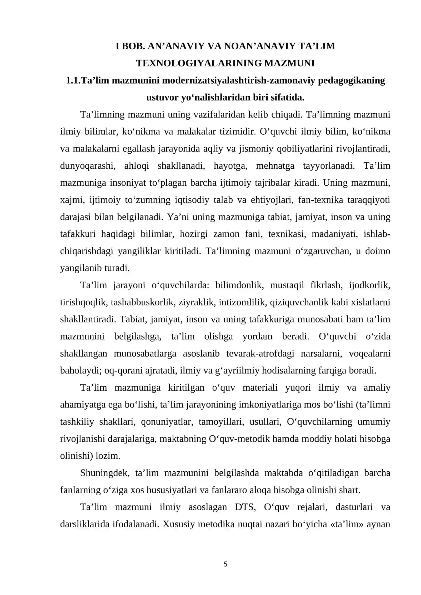 TA‘LIM TURLARINING AN‘ANAVIY VA NOAN‘ANAVIY O‘ZIGA XOS XUSUSIYATLARI 4