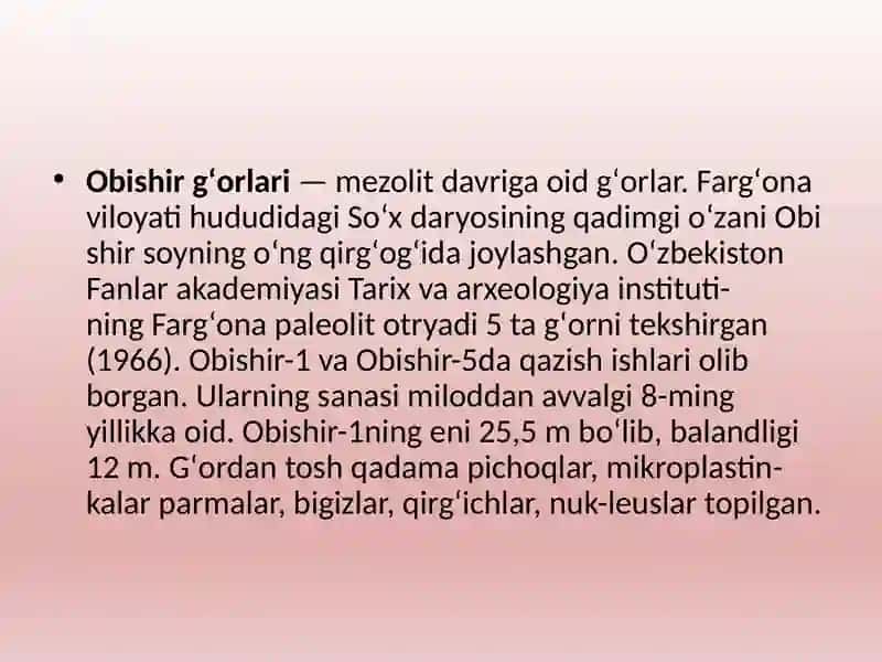 O‘rta Osiyodagi Mezolit Davri Manzilgohlari 4