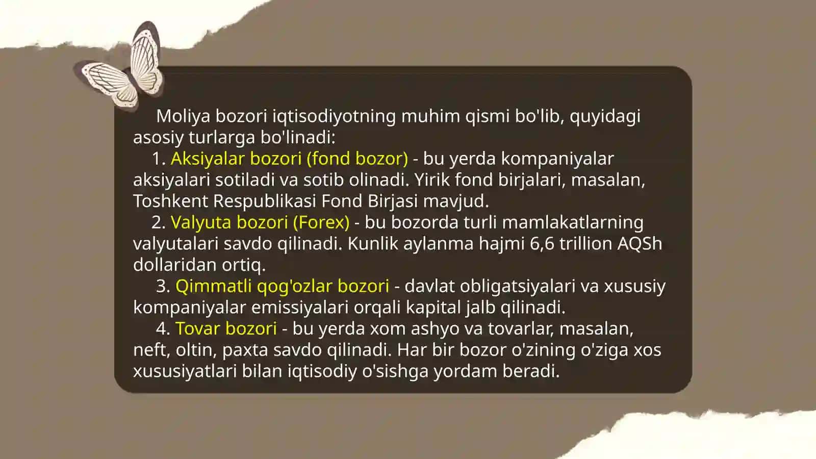 Moliya bozorining turlari va uning ahamiyati 4