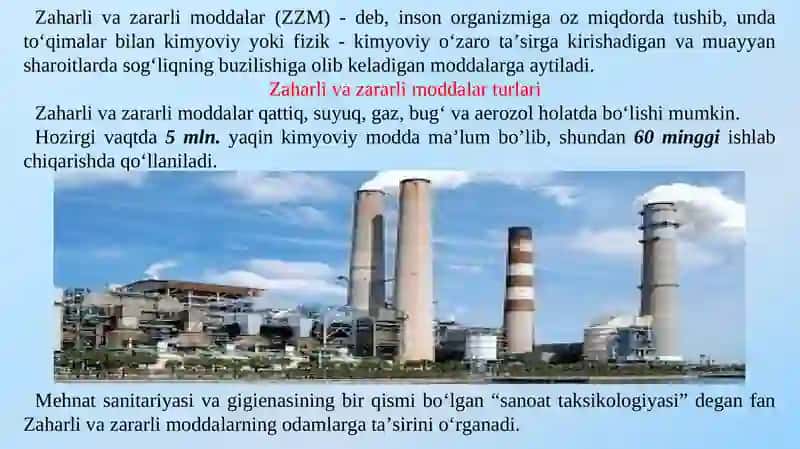 Sexlardagi zararli moddalarni aniqlash 4