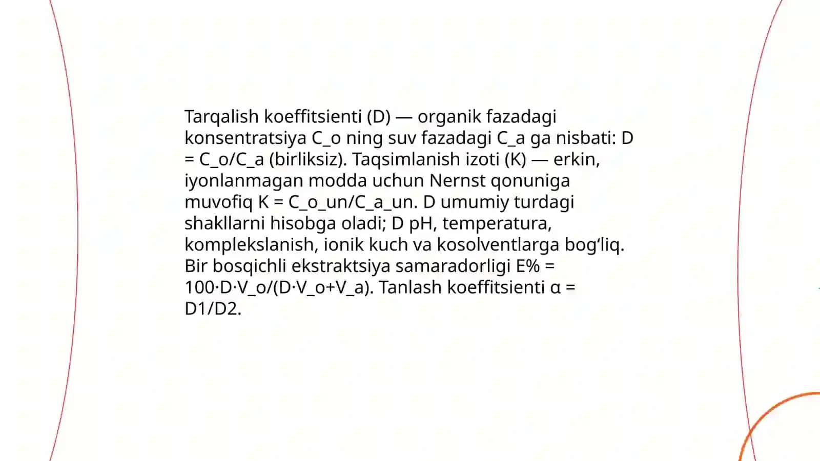 Suyuqlik-suyuqlik sistemasida ekstraksiyalash 4