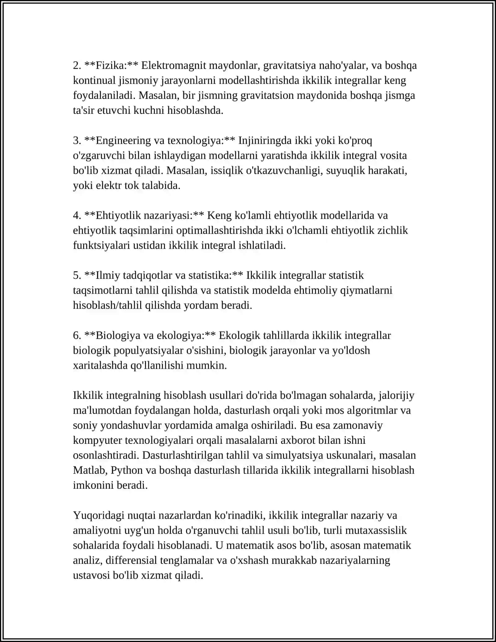 IKKI KARRALI INTEGRALNING TATBIQLARI 4