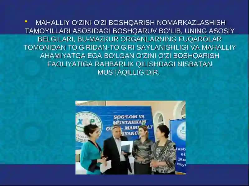 Mahalla - ijtimoiy oʻz-oʻzini boshqarish organi 4