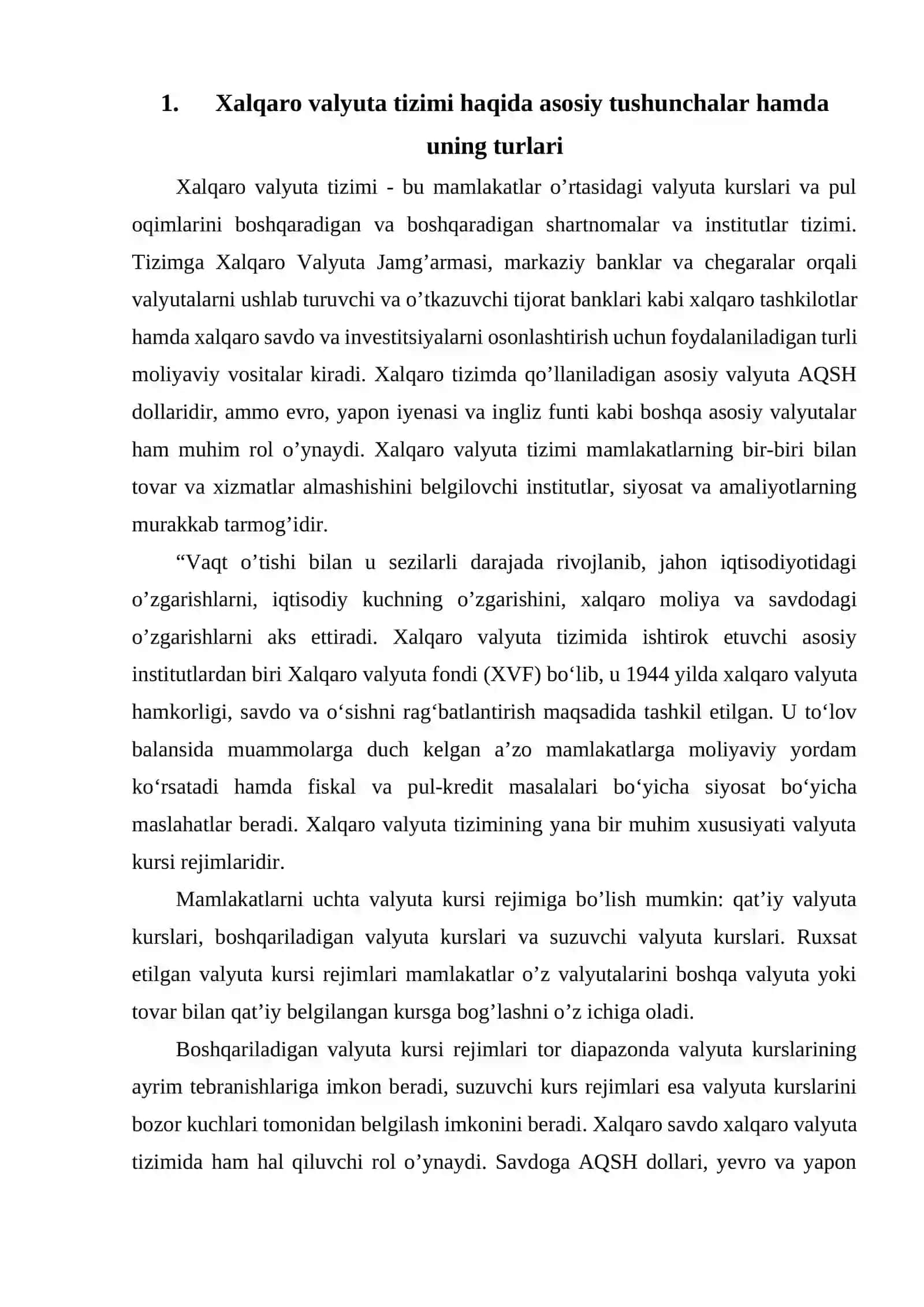 Xalqaro valyuta tizimi va uning o’zgarishi 4