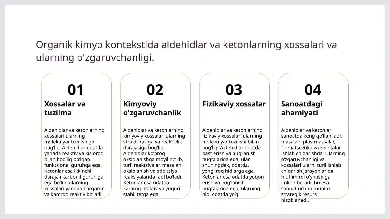 Alkanallar va alkanonlarni o‘rganish 4