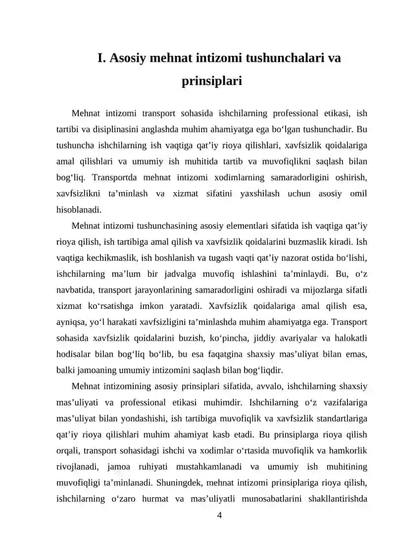Transportda xodimlarning mehnat intizomi 4
