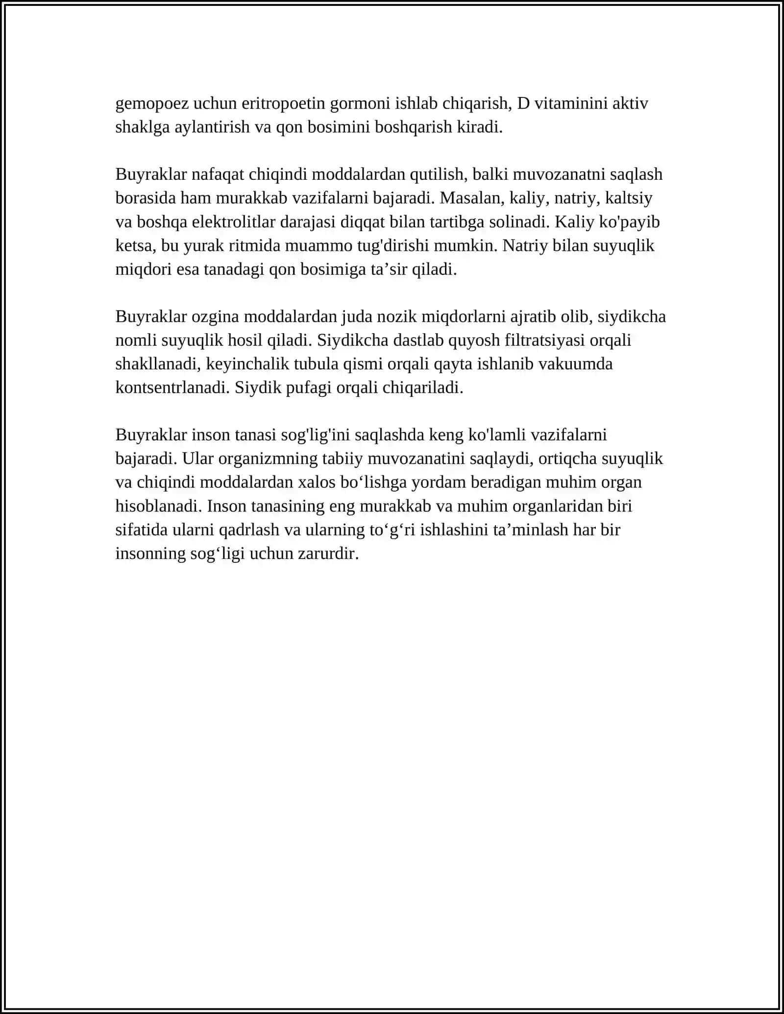BUYRAK USTI BEZINING MAGʻIZ QISMI VAZIFASI 4