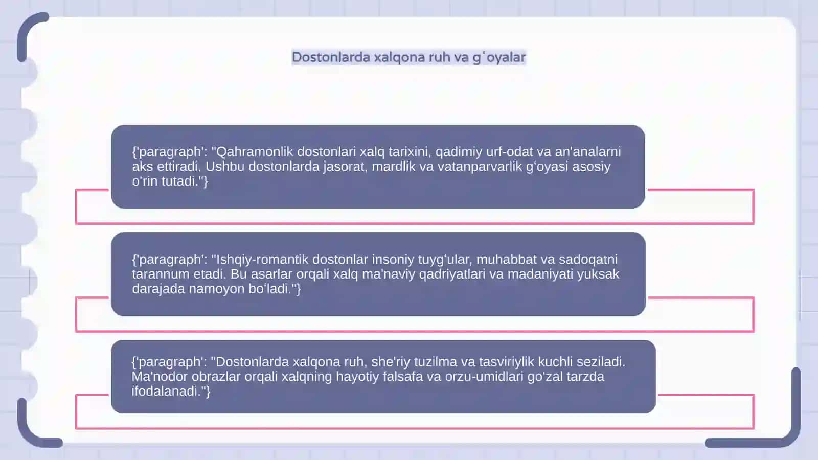 Qahramonlik dostonlari: Asosiy xususiyatlar 4