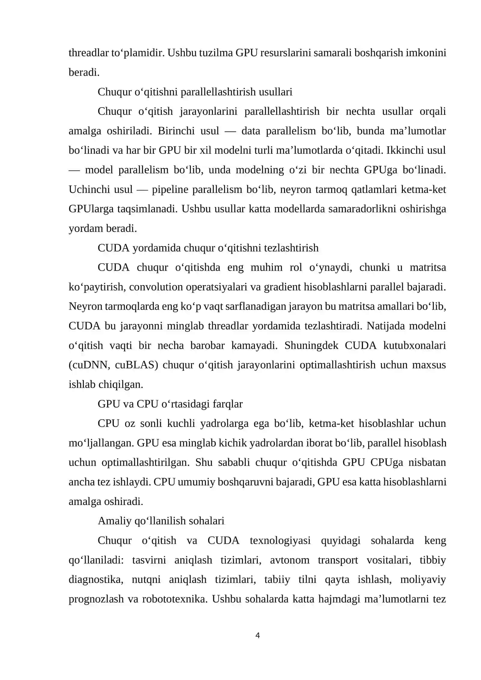 Chuqur o‘qitish jarayonlarini parallellashtirish 4