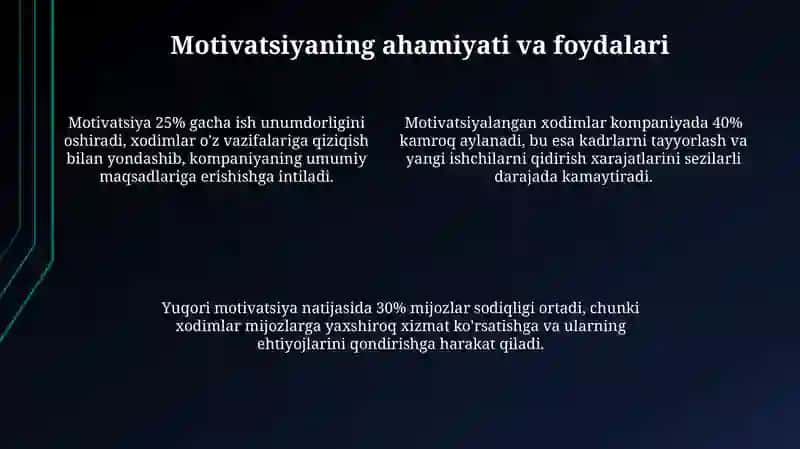 Xodimlarning motivatsiyasini oshirishning zamonaviy usullari 4