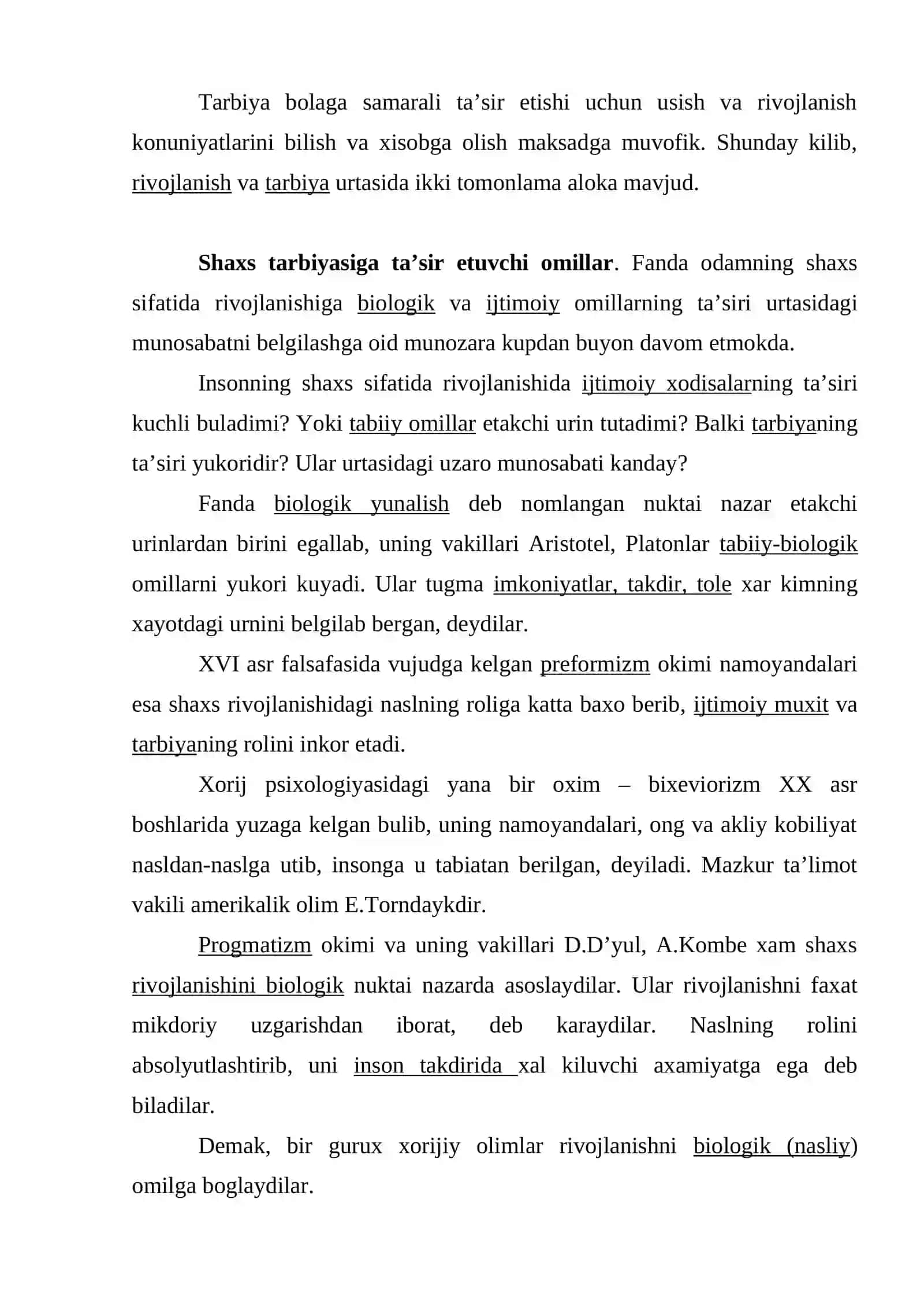 Shaxsning rivojlanishi, tarbiyasi va ijtimoiylashuvi 4