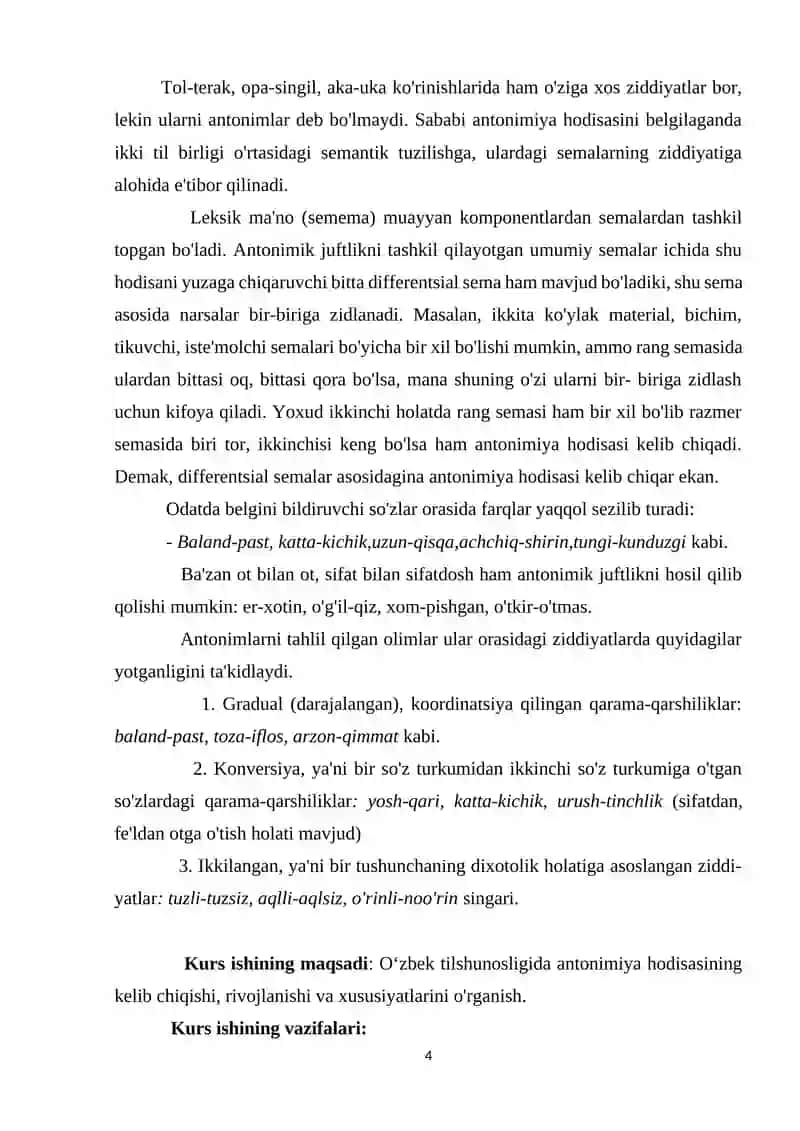 O‘zbek tilshunosligida antonimiya hodisasi talqini 4