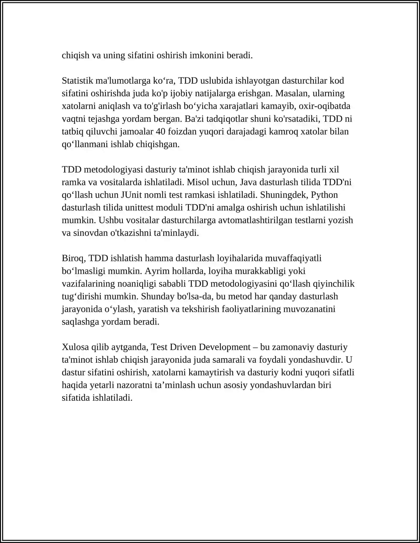 TEST DRIVEN DEVELOPMENT (TDD) METODOLOGIYASI 4
