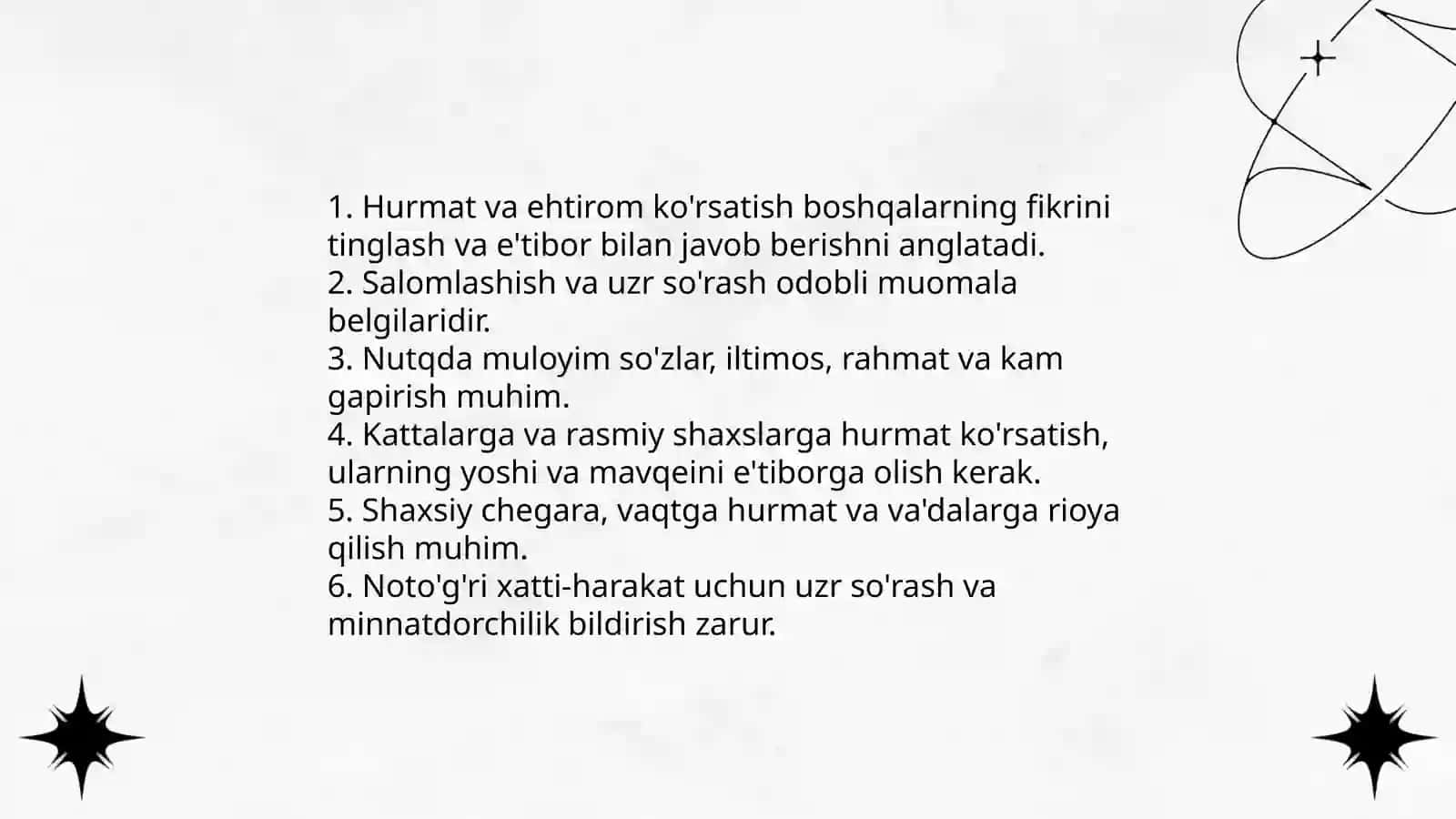 Muomila uchun zarur odoblar 4