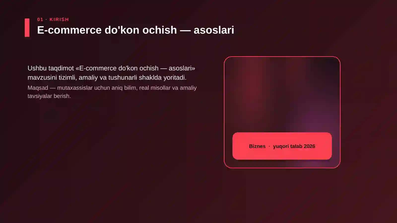 E-commerce do'kon ochish — asoslari 4