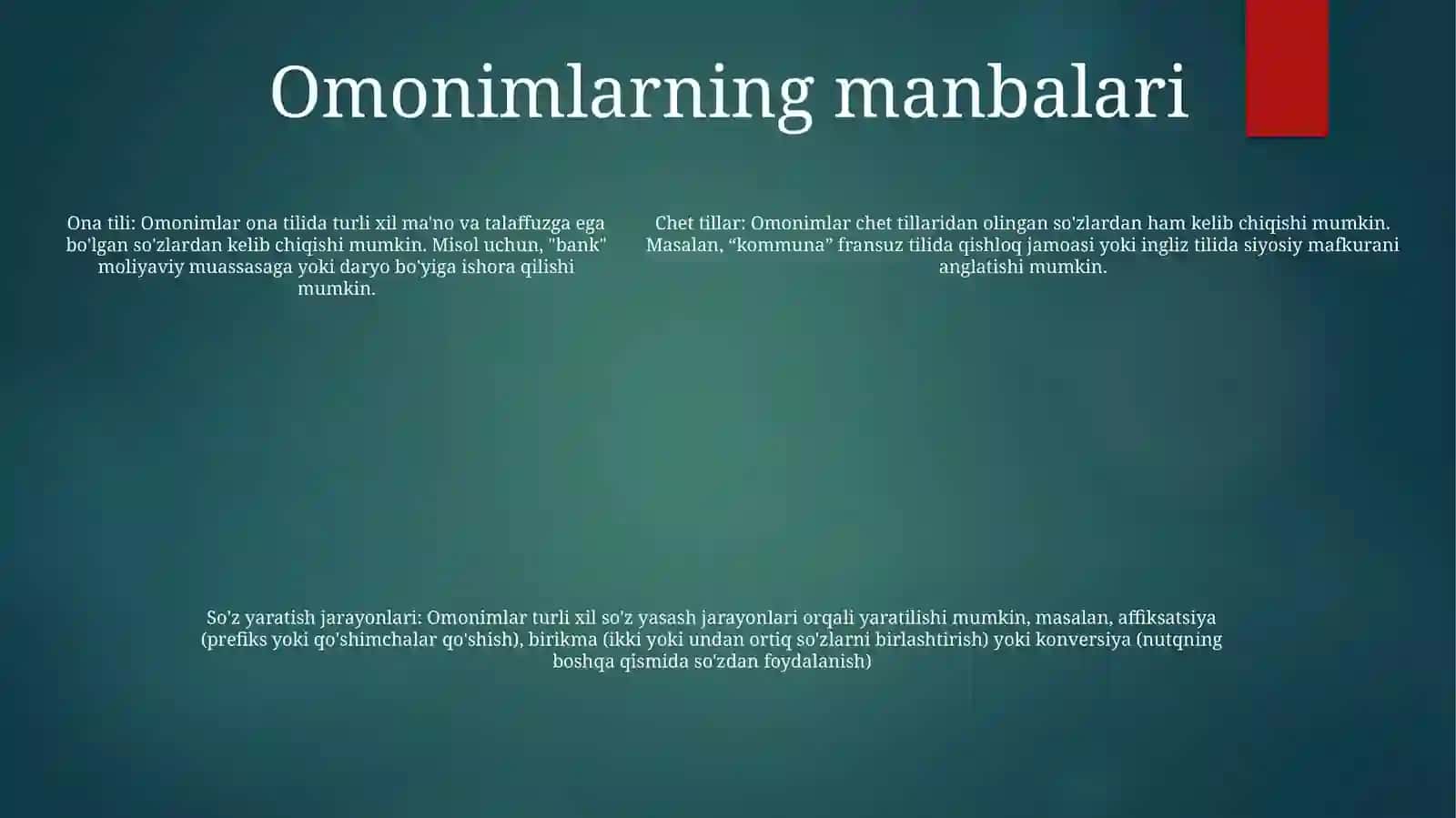 Omonimlar, Turlari Va Manbalari 4