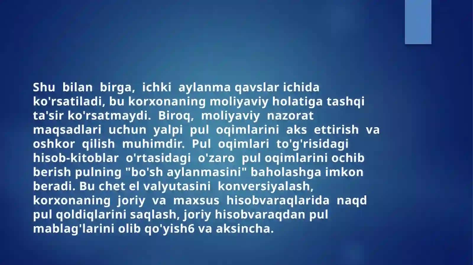 Pul o’qimi tog’risidagi hisobot va uni tuzish usullari 4