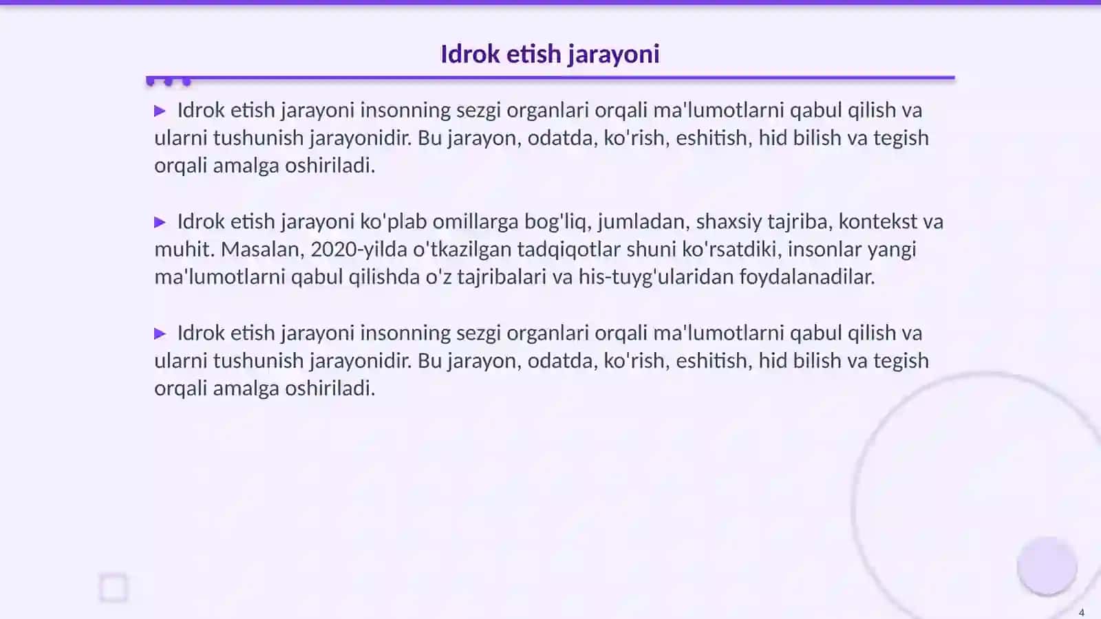 Bilish jarayonlari.Idrok etish 4