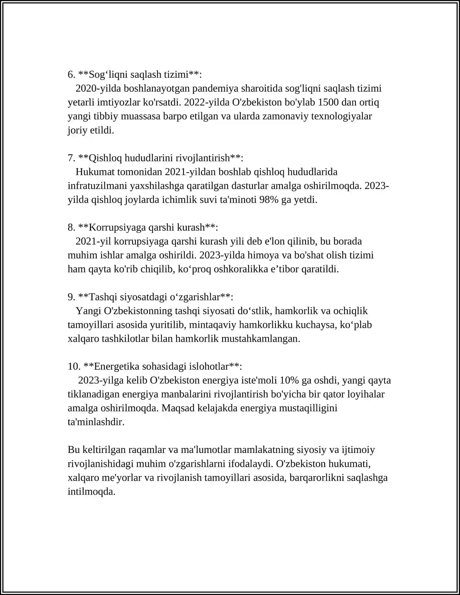 YANGI O'ZBEKISTON IJTIMOIY-SIYOSIY IQTISODIY VA MADANIY HAYOTIDA RO'Y BERAYOTGAN O'ZGARISHLARNING XALQARO REYTING VA INDEKSLARDA AKS ETISHI 4