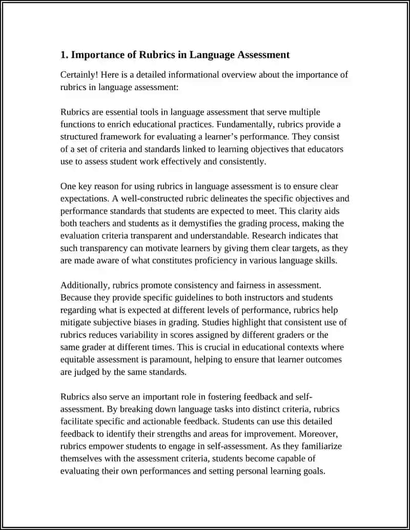 USING RUBRICS AND SCORING CRITERIA IN LANGUAGE ASSESSMENT 4