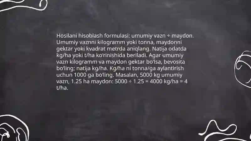 Hosilani hisoblash qoidalari 4