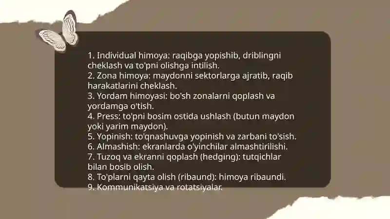 Basketbol o'yin texnikasining tasnifi 4