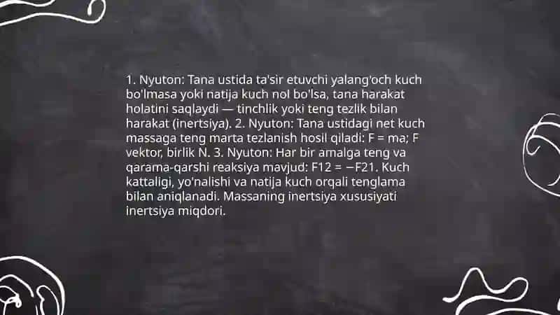Kuch. Kuch va inertsiya momenti 4