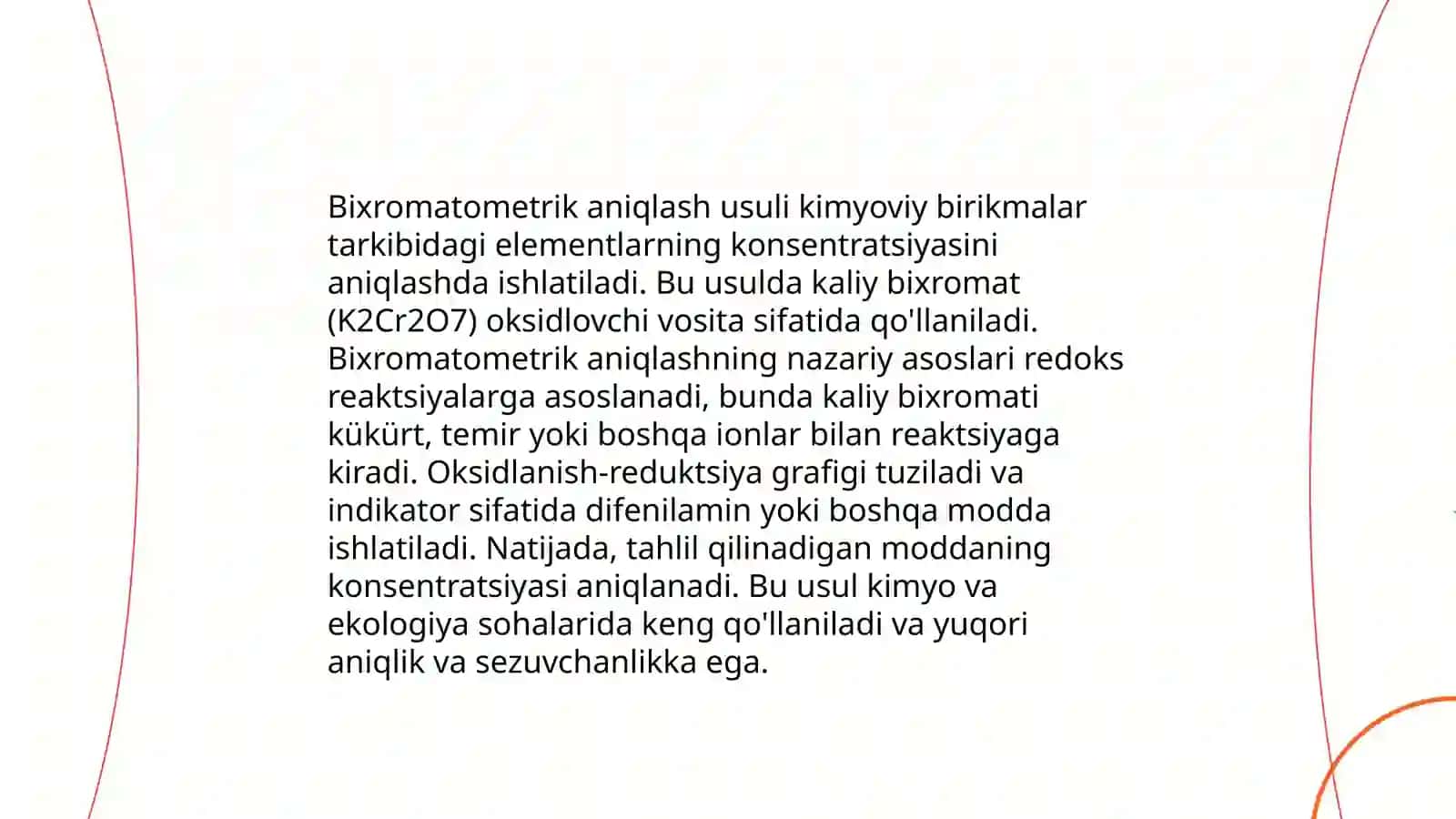 Eritmadagi Fe(III) ionlarini bixromatometrik aniqlash 4