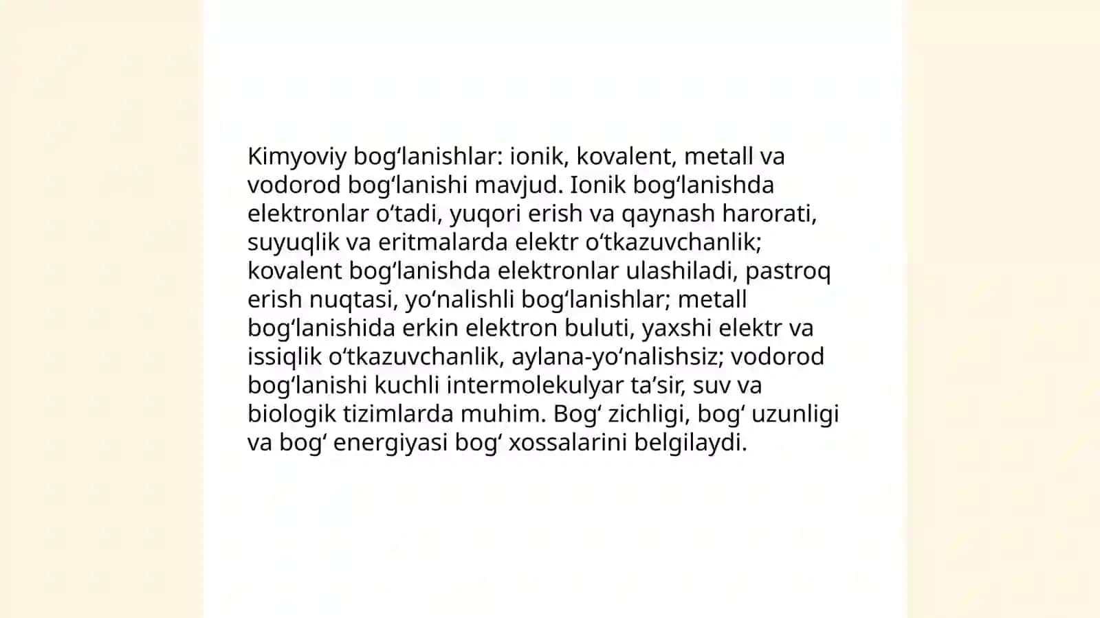 Birikmalar turlari: ionli, kovalent va metallik birikmalar 4