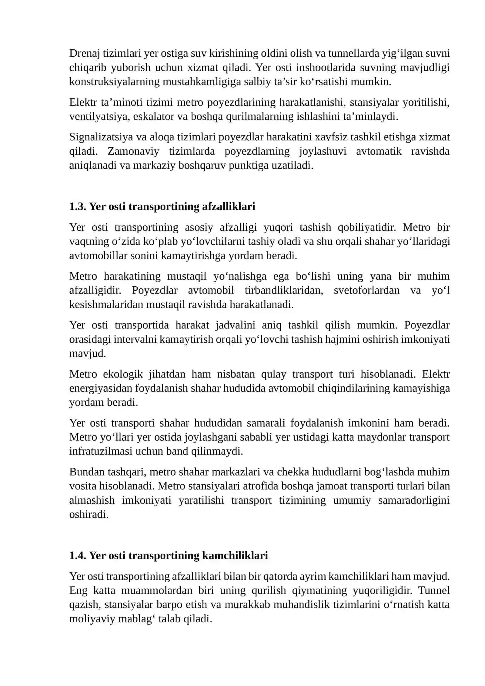 ZAMONAVIY YER OSTI TRANSPORT TIZIMLARI 4