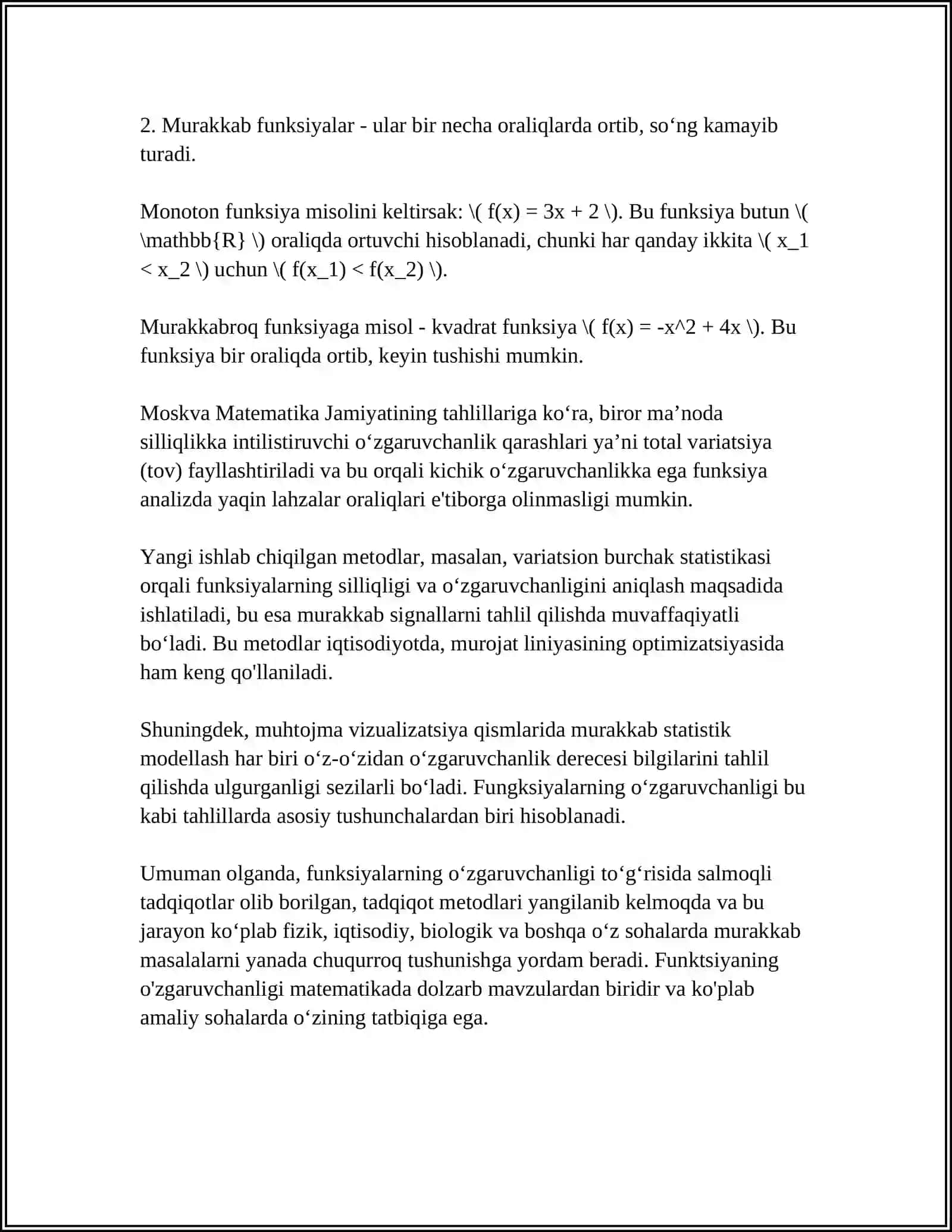 BIR OʻZGARUVCHILI FUNKTSIYA EKSTREMUMLAR 4