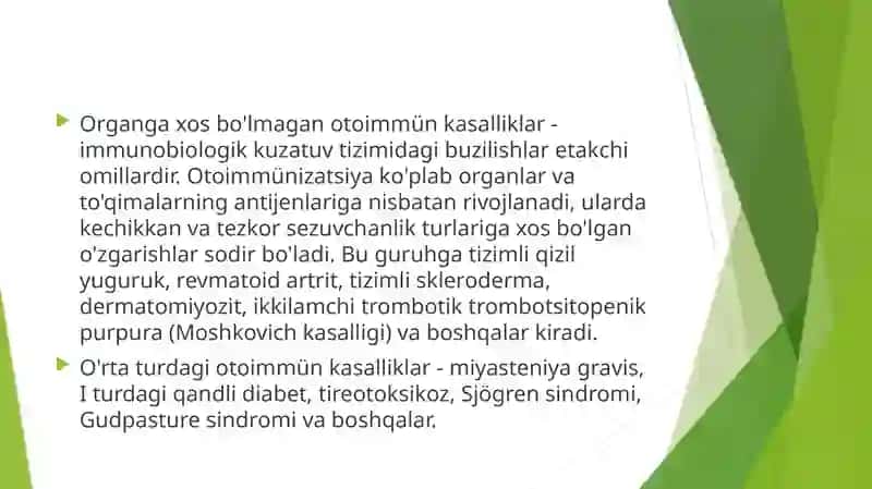 Autoimmun kasalliklarning kelib chiqishi, kechishi, tashhisi 4