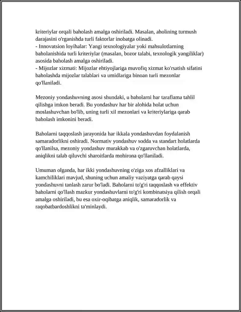 BAHOLARNI TAQQOSLASH. EFFEKTIV BAHOLAR 4