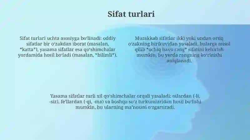 Sifat soʻz turkumi 4