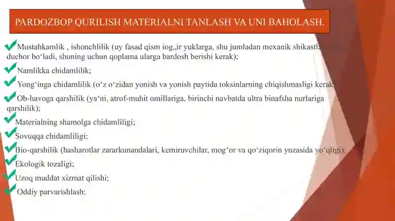 Pardozlash va issiqlik izolyatsiya materiallari 4