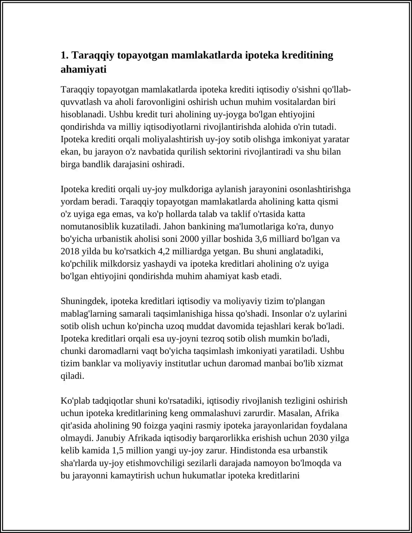 RIVOJLANGAN VA RIVOJLANAYOTGAN MAMLAKATLARNING IPOTEKA KREDITI FOIZLARI 4