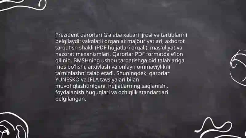 G'alaba xabari qurali asosiy talablar 4