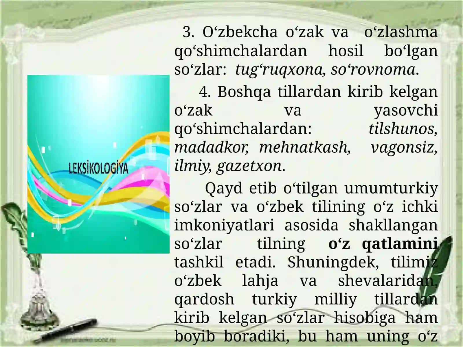 O‘zbek tilining boyishmanbalari 4