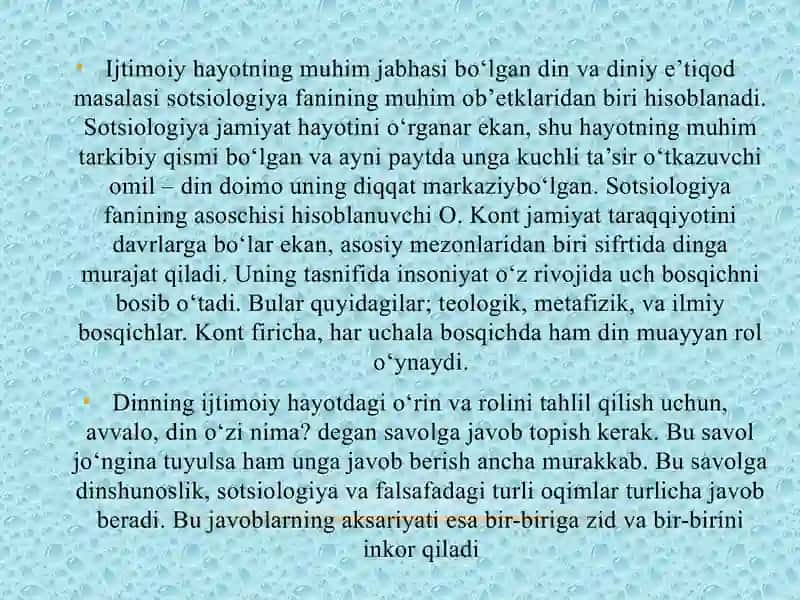 Din va diniy munosabatlar sotsiologiyasi 4