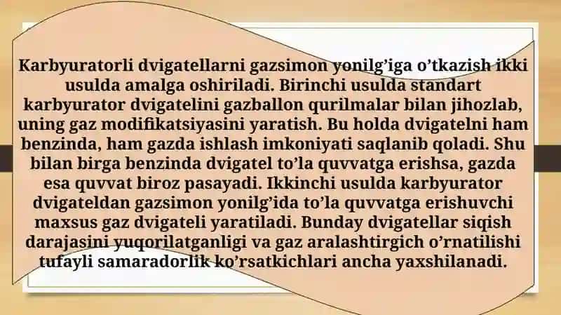 Gazbalonli avtomobillar dvigatelining ta’minlash tizimi 4